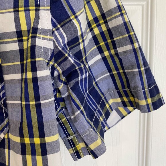 Superdry Mens Short Sleeve Plaid Button-Up Shirt Medium Cotton Blend Blue/Yellow - Picture 5 of 11